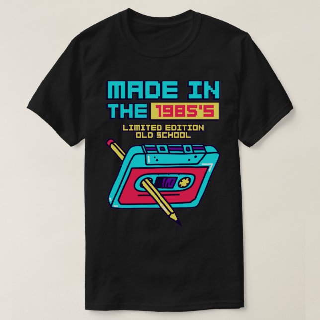 Tillverkad på 1985-talets Retro-kassettband T Shirt (Design framsida)