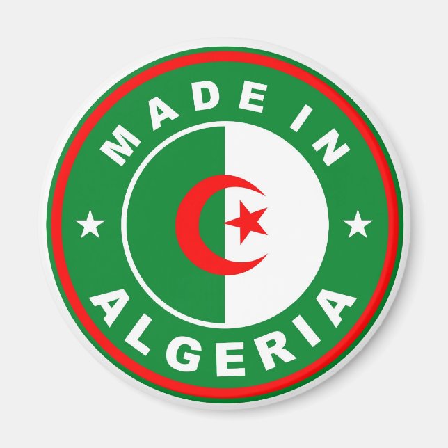 Tillverkad på algeriska land flagga-etikett magnet (Framsidan)