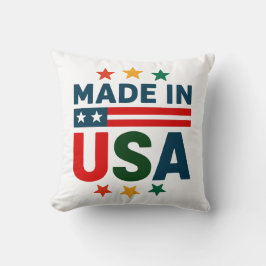 Tillverkad på usa patriotisk typografisk design kudde