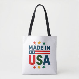 Tillverkad på usa patriotisk typografisk design tygkasse