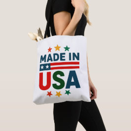 Tillverkad på usa patriotisk typografisk design tygkasse