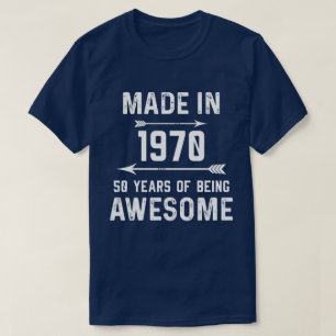 Tillverkade 1970 50 år av Fantastisk Gift Manar Wo T Shirt