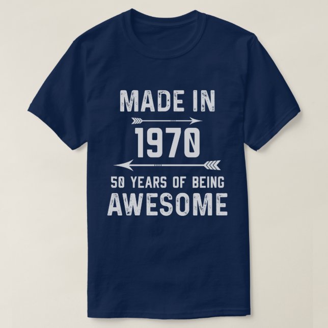 Tillverkade 1970 50 år av Fantastisk Gift Manar Wo T Shirt (Design framsida)