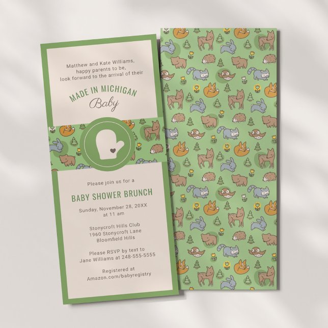 Tillverkade i Michigan Skogsdjur Slank Baby Shower Inbjudningar (Skapare uppladdad)