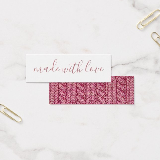 Tillverkade med Kärlek Rosa Sticka Mini Märkre Litet Visitkort (Kontor)