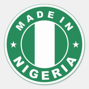tillverkat i nigeria land flagga produktetikett ru runt klistermärke