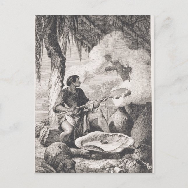 Tillverkning av Indien-gummi Vykort (Framsida)