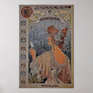 Tillverkning Royale Corsets ~ Belgien ~ 1897 Poster