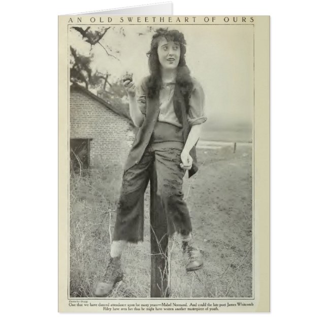 Tillverkningsfotografi av Mabel Normand 1917 Hälsningskort (Framsidan)