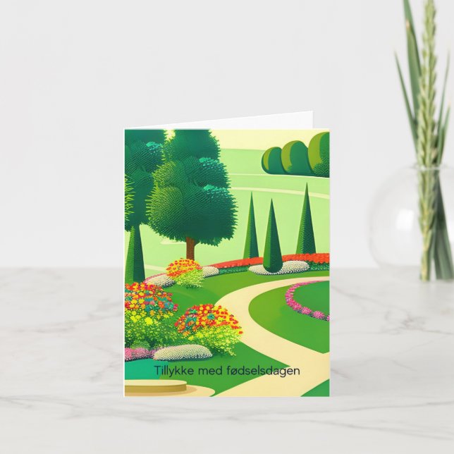 Tillykke med fødselsdagen, danska grattis på födel kort (Framsida)