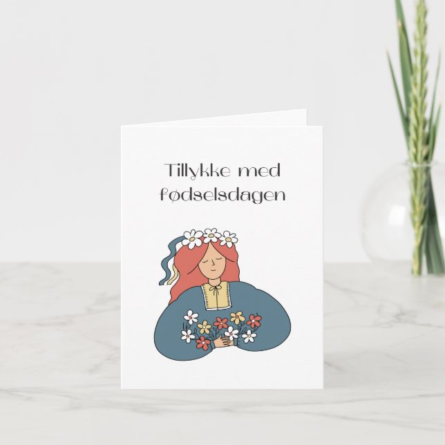 Tillykke med fødselsdagen, danska grattis på födel kort (Framsida)