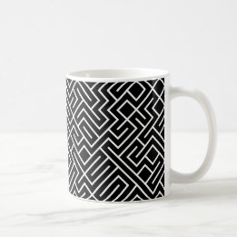 Tilt Linjer 10 PRINT Generative (vit på svart) Kaffemugg