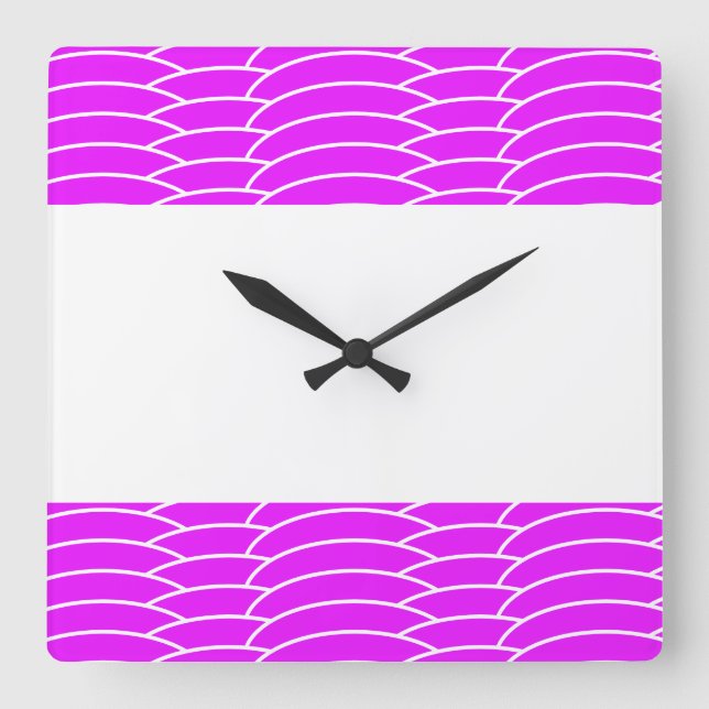 Tilt Tropical Rosa White Art Deco Vinkarare Rand Fyrkantig Klocka (Framsida)