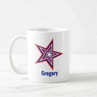 Tilted Red White and Blue Patriotic USA Star Kaffemugg
