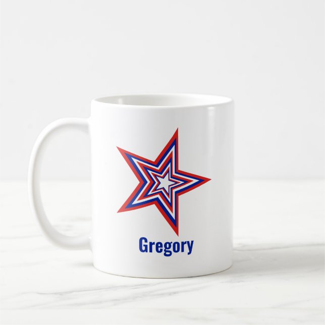 Tilted Red White and Blue Patriotic USA Star Kaffemugg (Vänster)