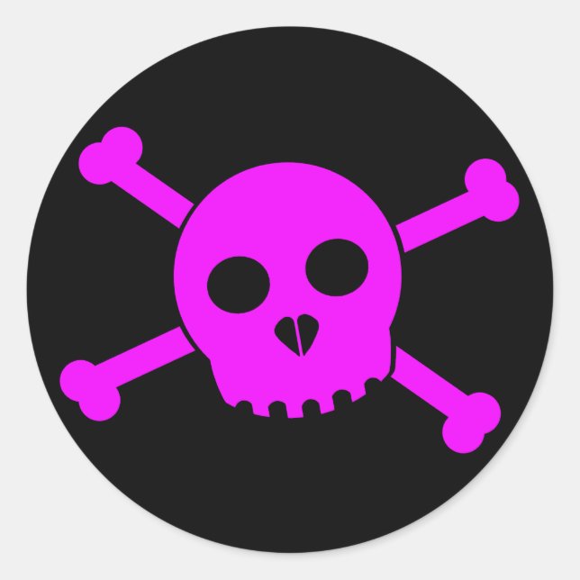 Tilted Rosa Deths huvudmärke Runt Klistermärke (Framsida)