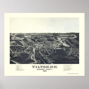 Tilton, NH Panoramic Karta - 1884 Poster