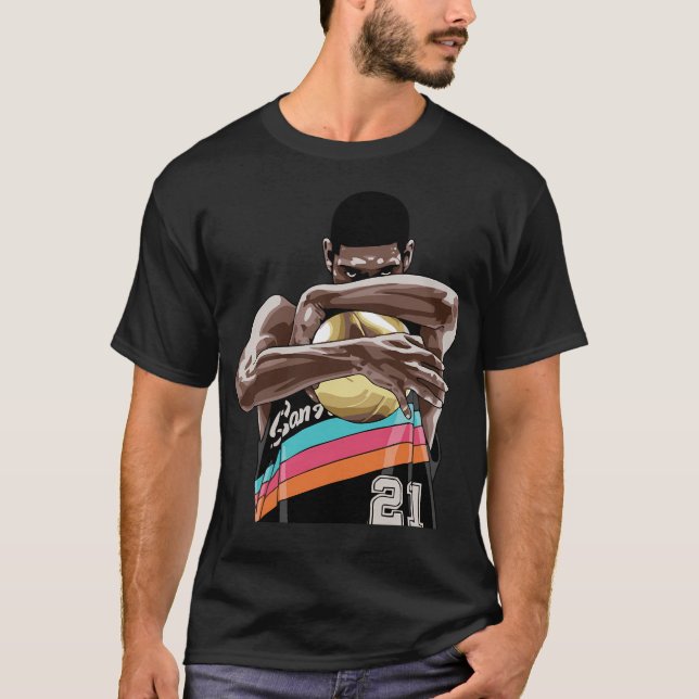 Tim Duncan Bollkram T Shirt (Framsida)