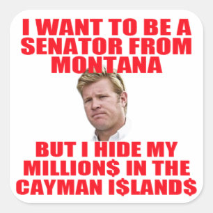 Tim Gömmer hans miljoner på Caymanöarna Fyrkantigt Klistermärke