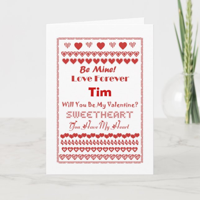 Tim Happy Valentines Day Hearts Hearts Hearts Helgkort (Framsida)