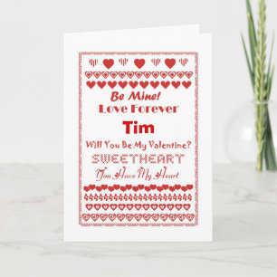 Tim Happy Valentines Day Hearts Hearts Hearts Helgkort