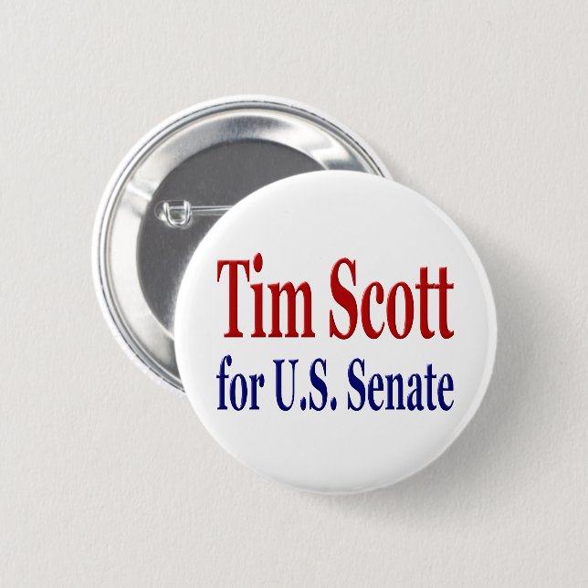 Tim Scott för senat med röd blå text Knapp (Framsida & baksida)