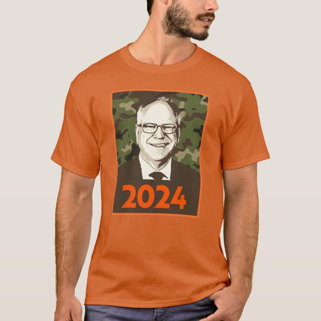 Tim Walz 2024 Hope in Camouflage T Shirt (Framsida)