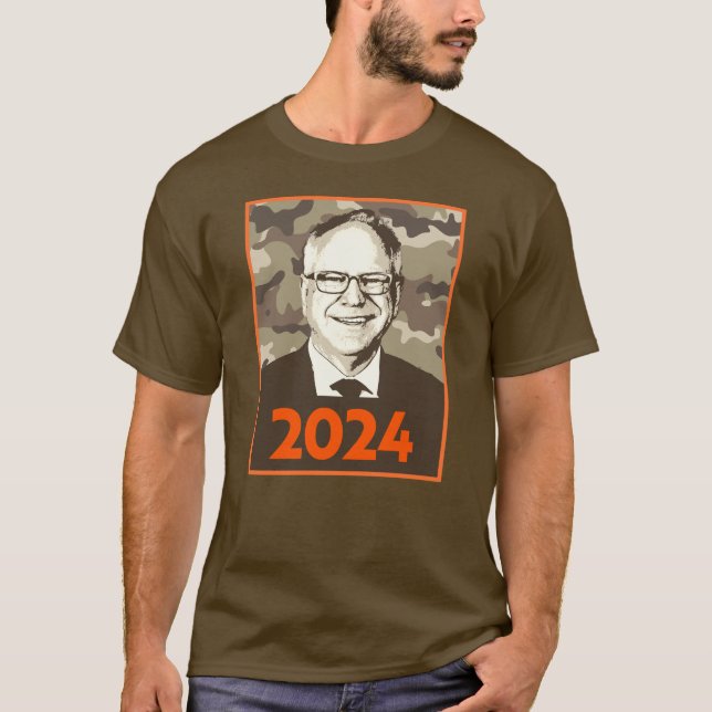 Tim Walz 2024 Hope in Camouflage T Shirt (Framsida)