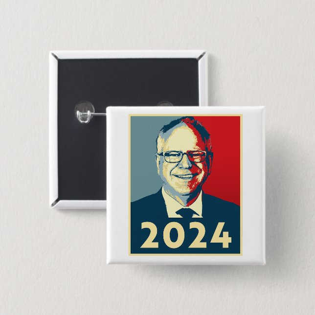Tim Walz 2024 Knapp (Framsida & baksida)