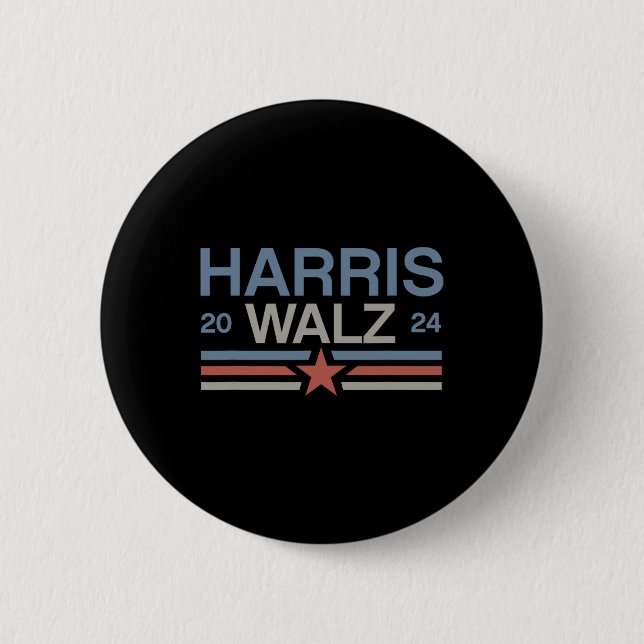 Tim Walz 2024 Retro Rand Kamala Harris Waltz 20 Knapp (Framsida)