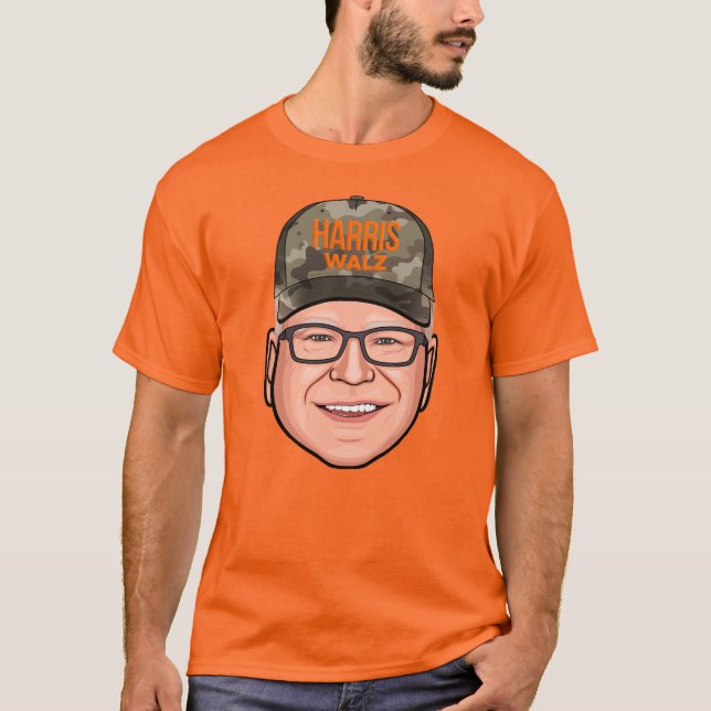 Tim Walz Camouflage Hat T Shirt (Framsida)
