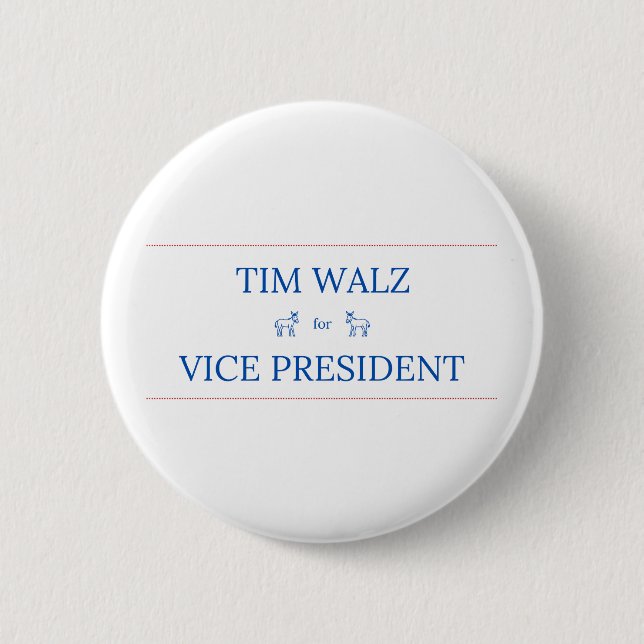 Tim Walz för Vice President Button Knapp (Framsida)