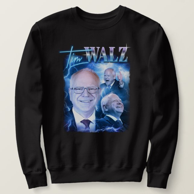 Tim Walz Retro 90s Lång Ärmad Tröja (Design framsida)