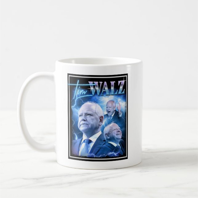 Tim Walz Retro 90s Stil Kaffemugg (Vänster)