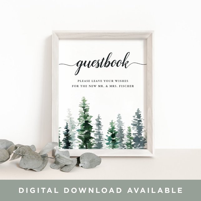 Timber Grove Bröllop Guestbook-tecken Poster (Skapare uppladdad)