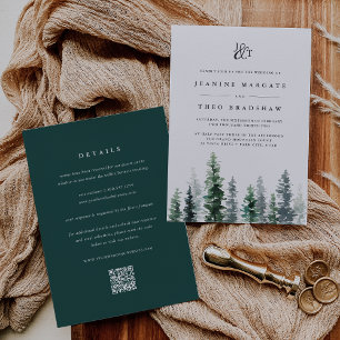 Timber Grove Dubbelsidig Monogram Bröllop Inbjudningar