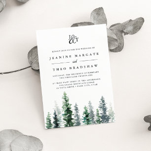Timber Grove Monogrambröllop - inbjudan