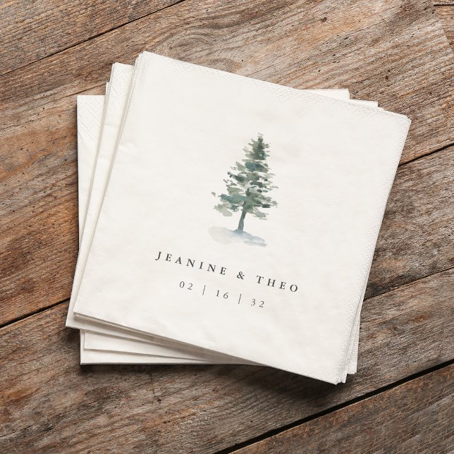 Timber Grove | Personalized Winter Wedding Pappersservett (Skapare uppladdad)