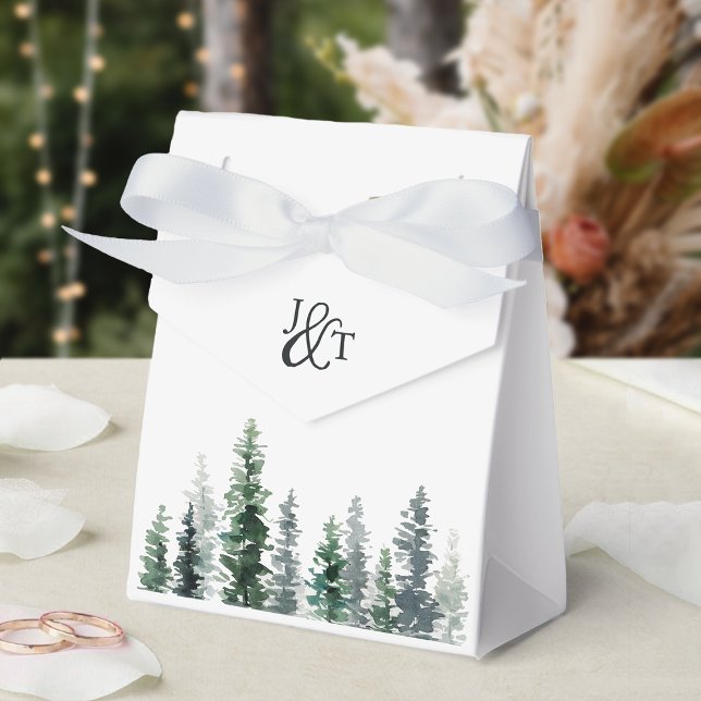 Timber Grove Winter Wedding Monogram Presentaskar (Skapare uppladdad)