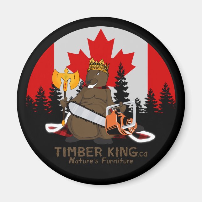 Timber Kung log och stenmöbler Magnet (Framsidan)