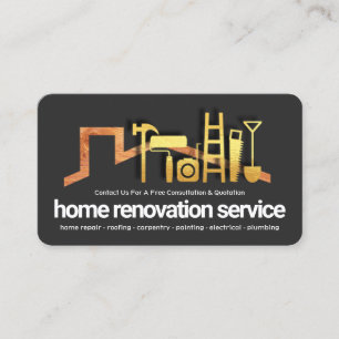 Timber Rooftop Guld Handyman Verktyg Visitkort