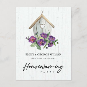 TIMBER WOOD BLOMMIGT BIRD HOUSE HOUSEWARMING PARTY VYKORT