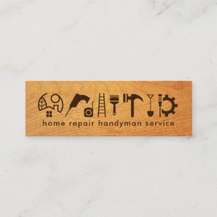 Timber Wood Brown Handyman Verktyg Mini Visitkort