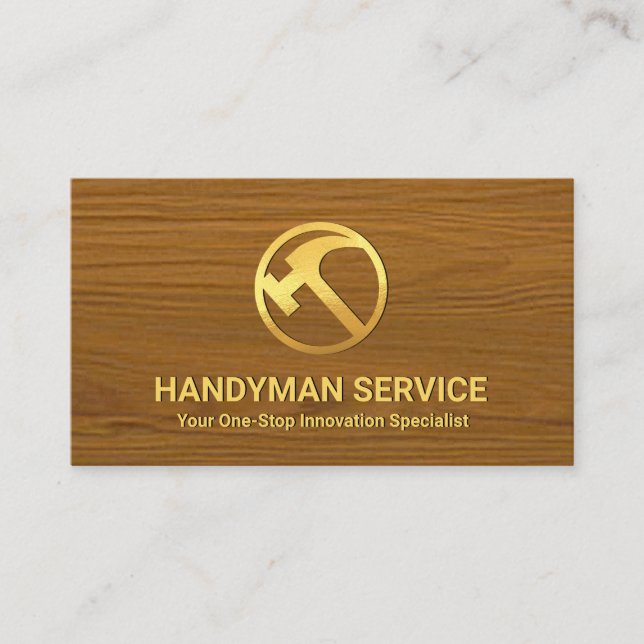 Timber Wood Engraved Your Name Logotyp Carpenter Visitkort (Framsida)