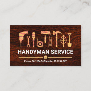Timber Wood Grain Handyman Verktyg Visitkort