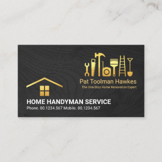 Timber Wood Guld Construction Handyman Verktyg Visitkort