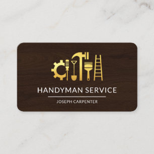 Timber Wood Guld Handyman Byggnad Verktyg Visitkort