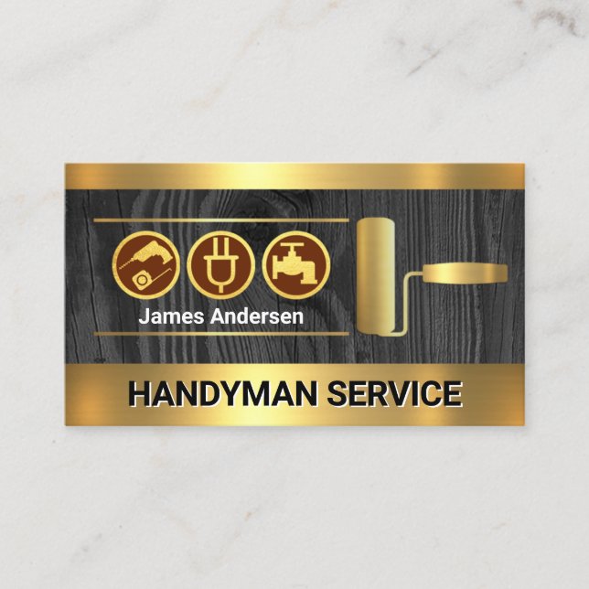 Timber Wood Guld Paint Lagrar Visitkort (Framsida)