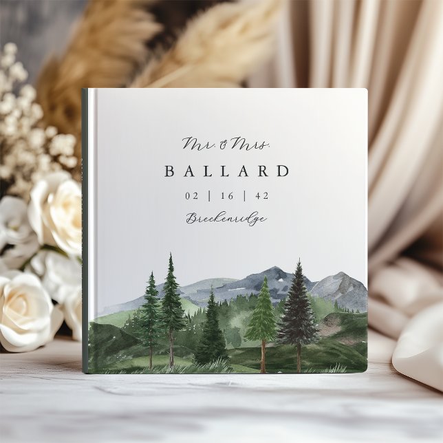 Timberline | Akvarell Berg Skog Bröllop Gästböcker (Skapare uppladdad)