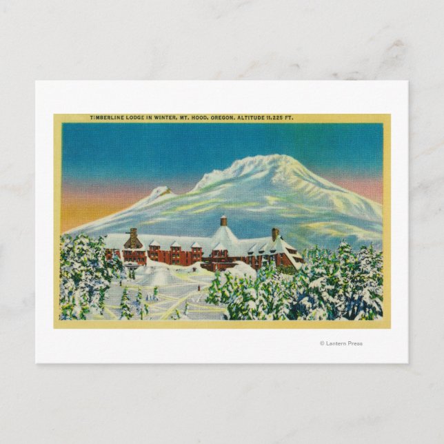 Timberline Lodge in Winter at Mt. Huva Vykort (Framsida)